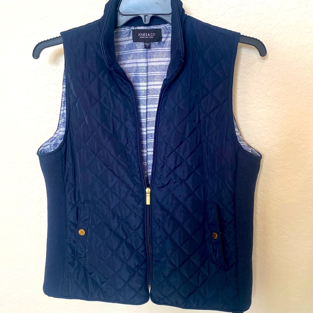 Jones New York Navy Quilted Vest